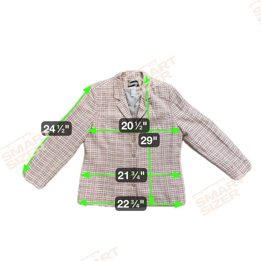 Sag Harbor Tweed Jacket Blazer Size 16 Pink Ivory Textured Career Classic - Picture 6 of 6